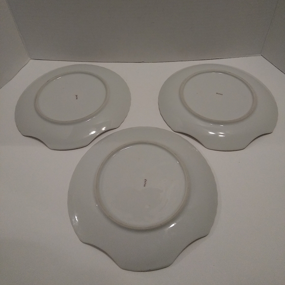 3 Japan Moss Snack Luncheon Plates with Tea Cups holder - Picture 5 of 12